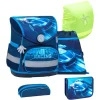Belmil Schulranzen Compact Schulranzen Set 5-teilig Mit Brustgurt Racing Blue Neon 5